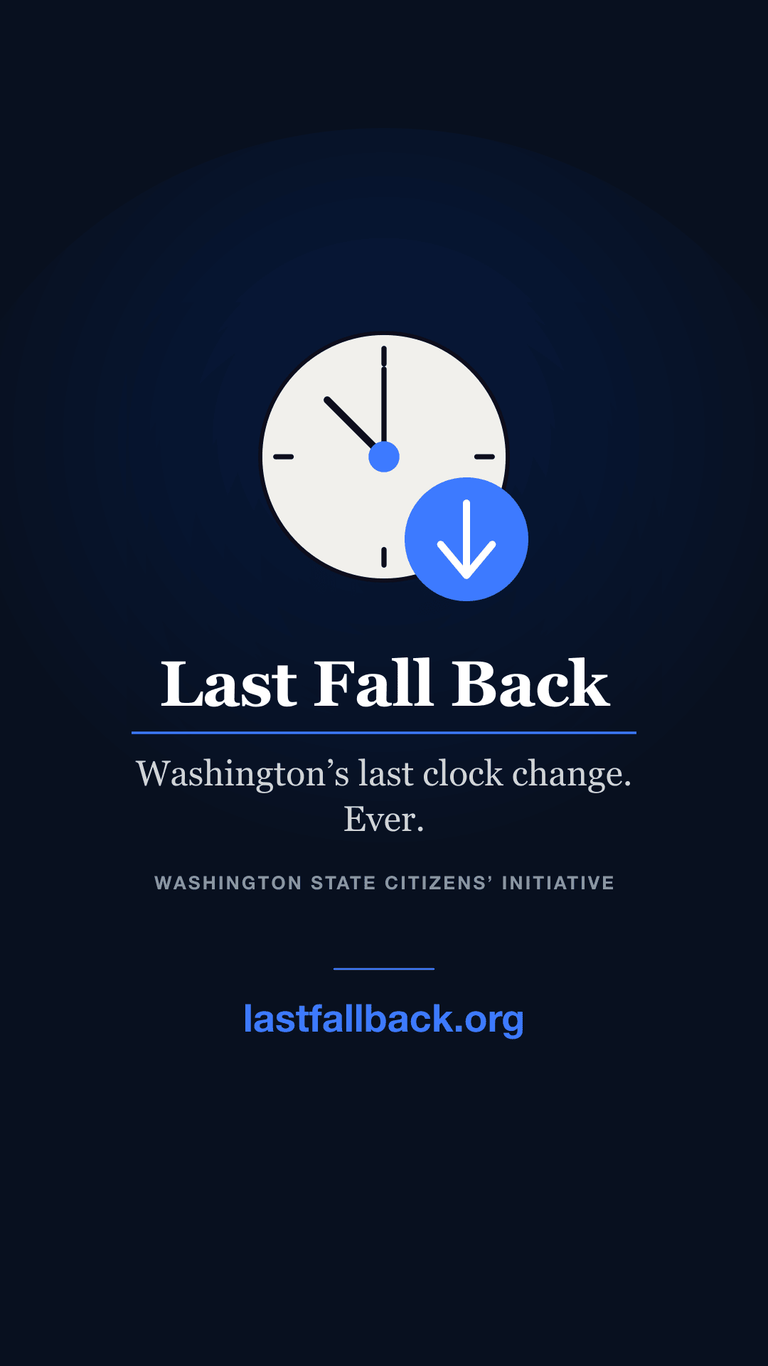 Last Fall Back Act portrait banner graphic, for phone and video use
